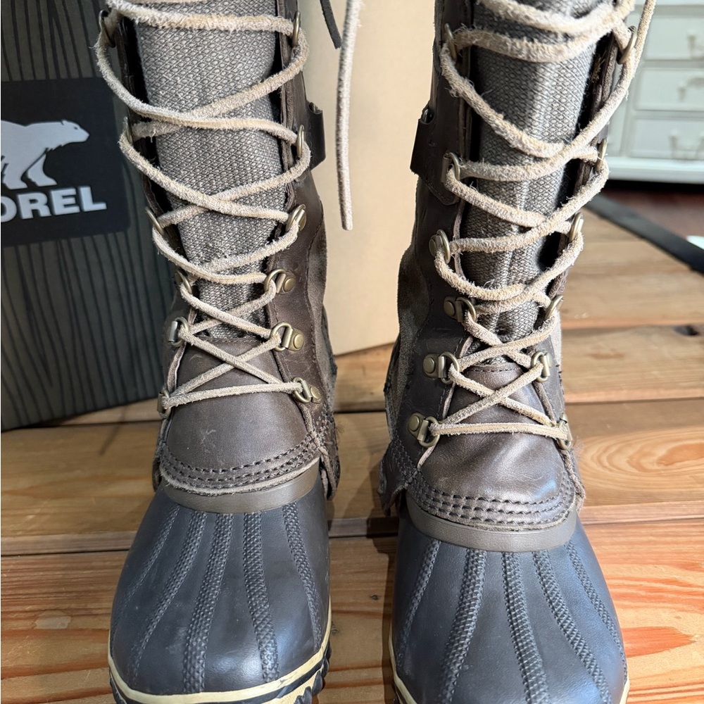 Sorel Brown and Gray Tall Lace-Up Waterproof Winter Boots - Picture 5 of 8